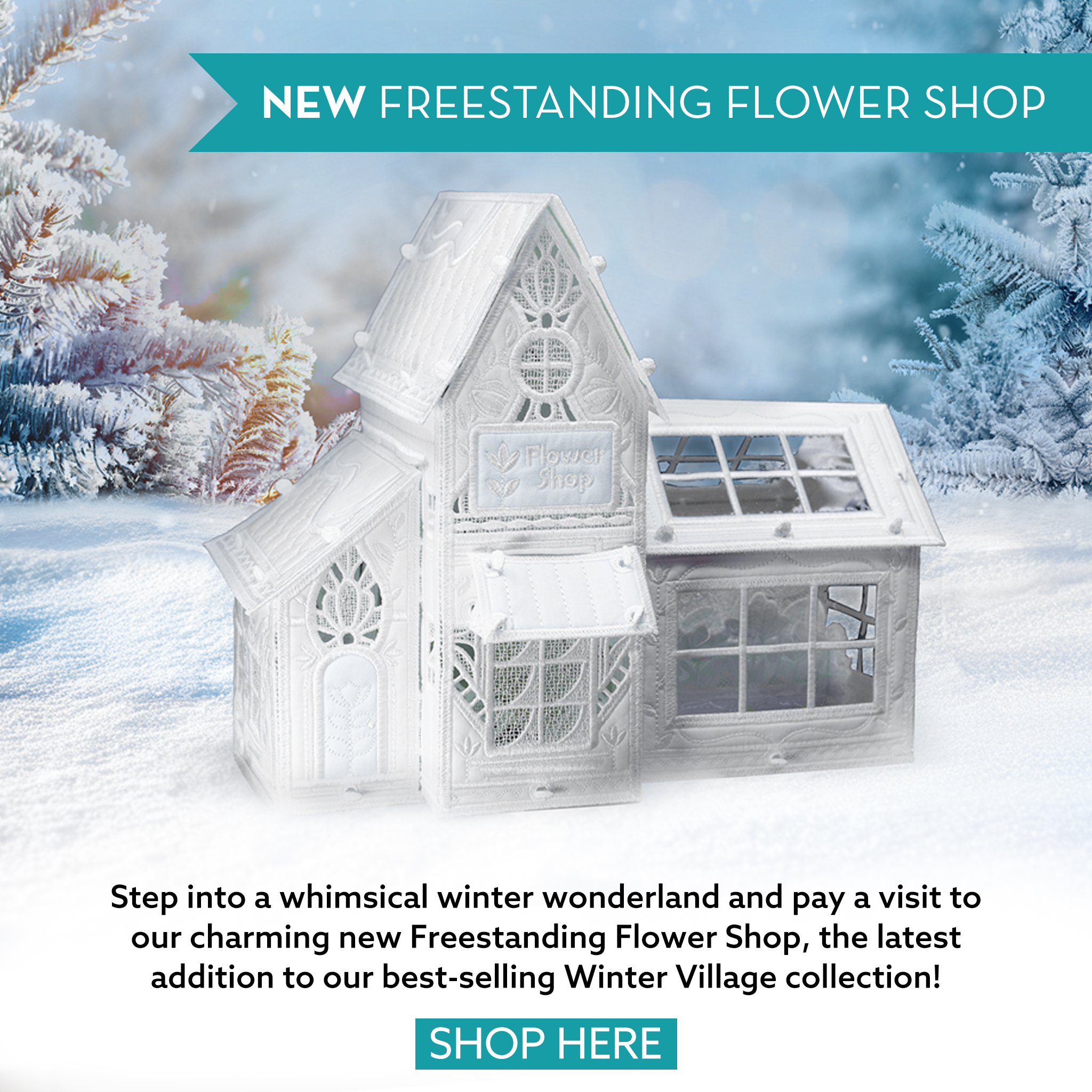 Winter Village Freestanding Flower Shop