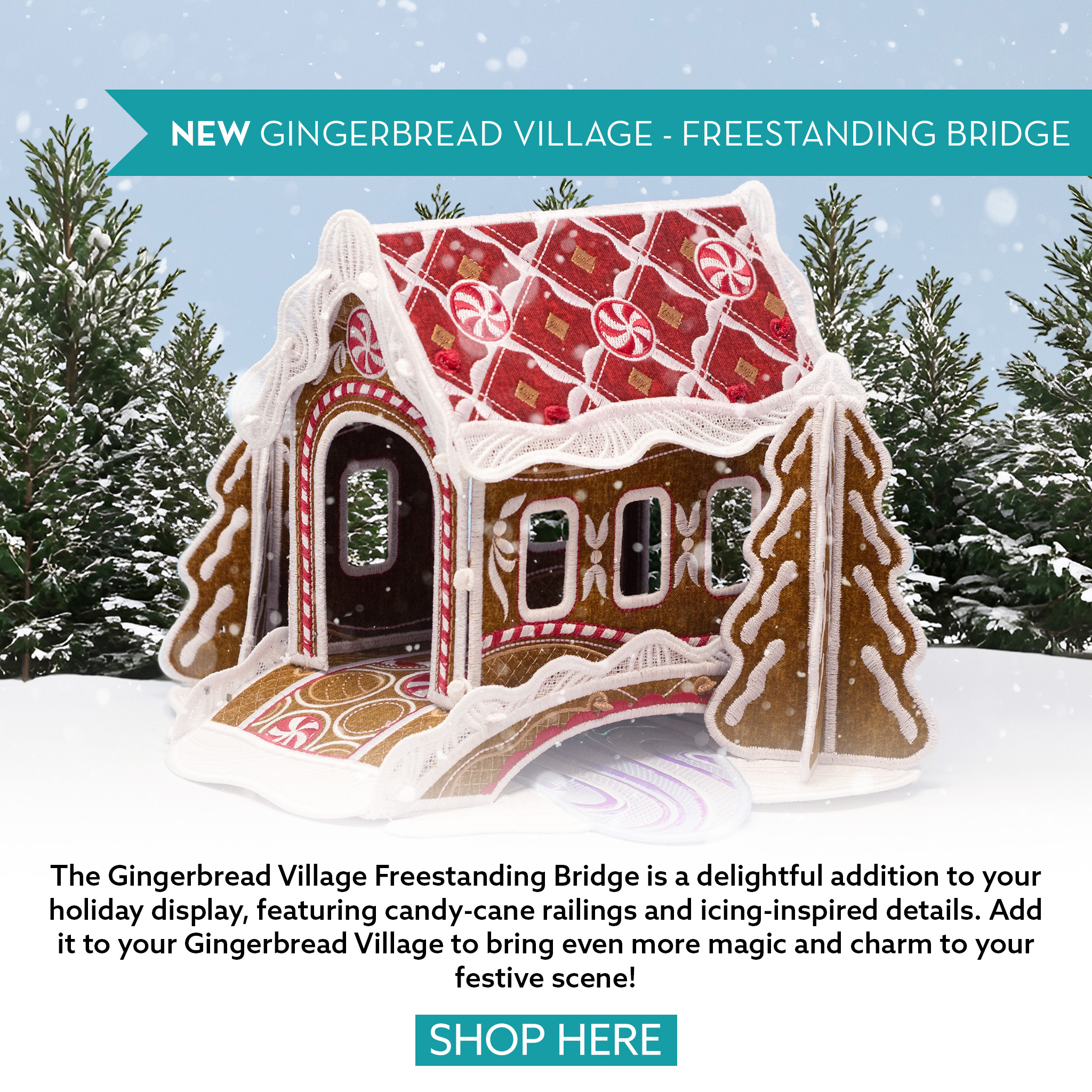 Gingerbread Village Freestanding Bridge