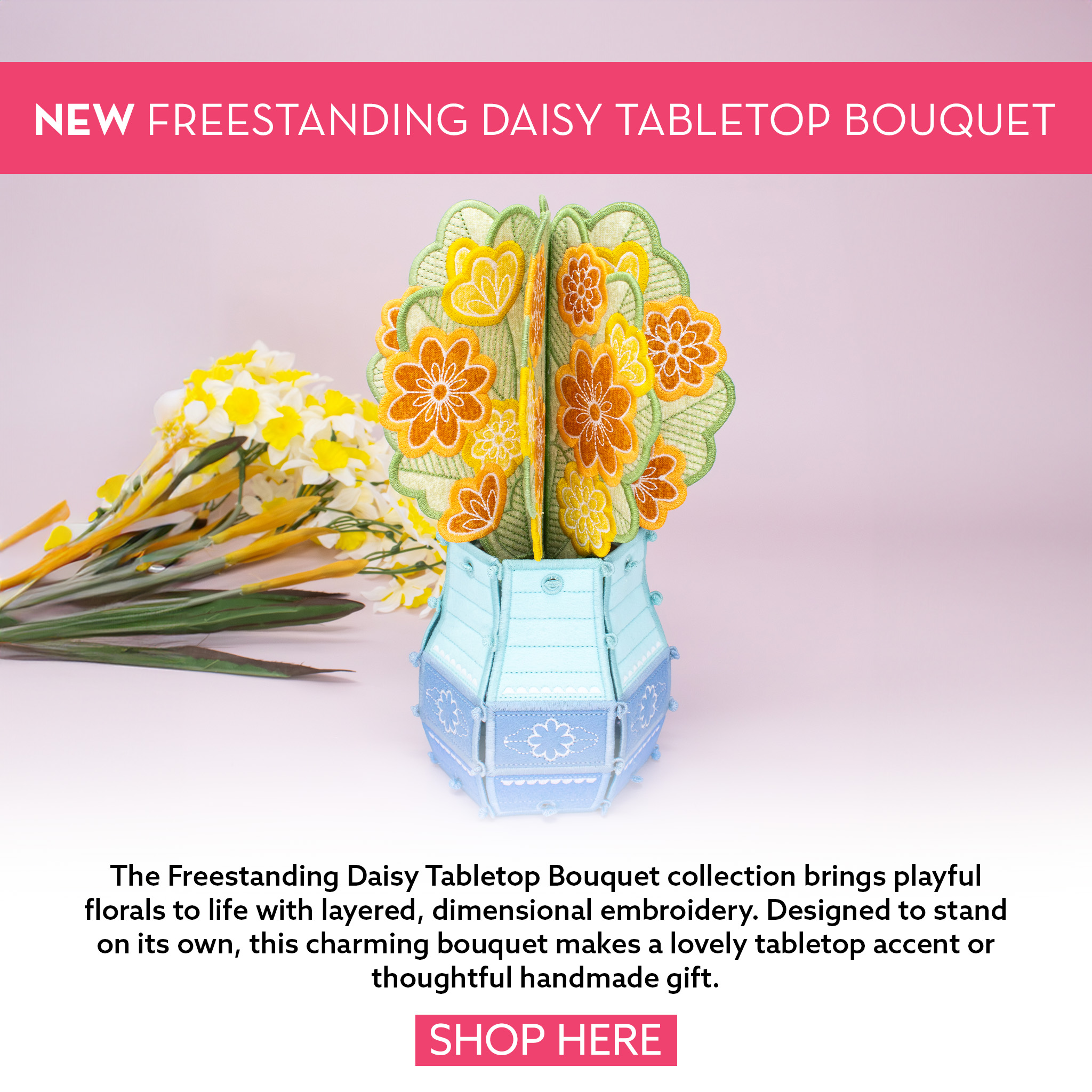 Freestanding Daisy Tabletop Bouquet