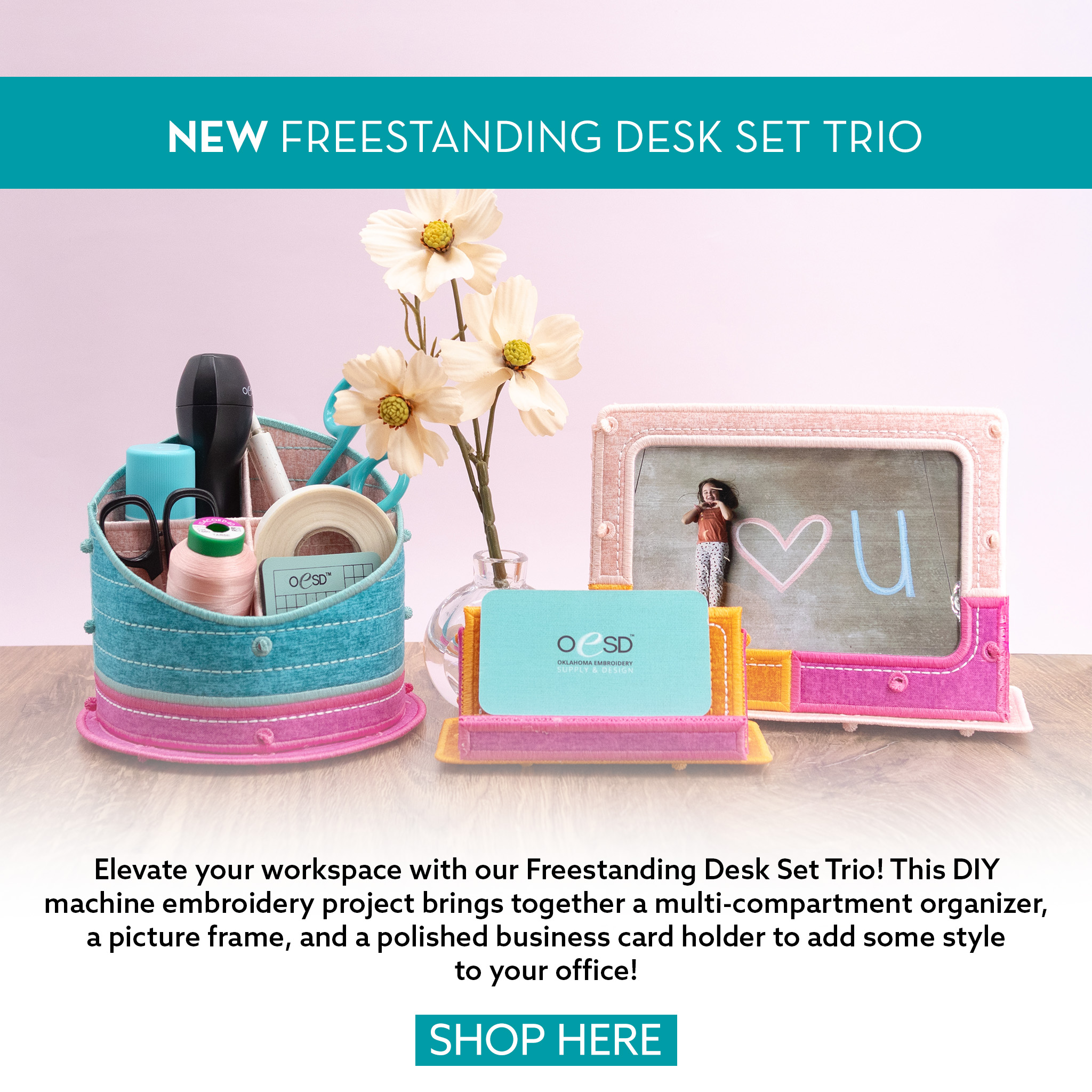 Freestanding Desk Set Trio