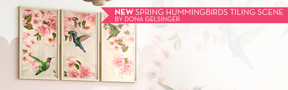 Spring Hummingbirds Tiling Scene by Dona Gelsinger