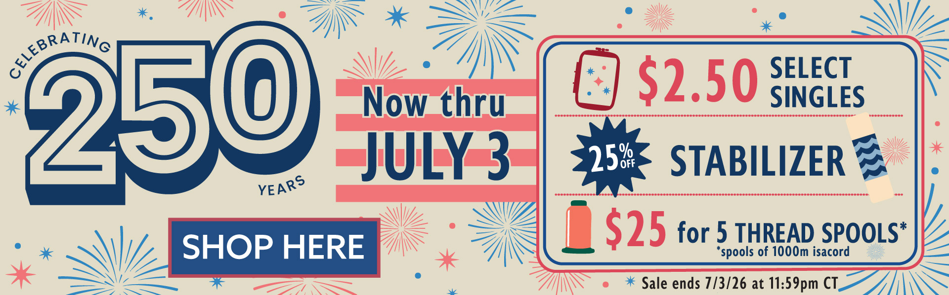 250th Birthday Sale