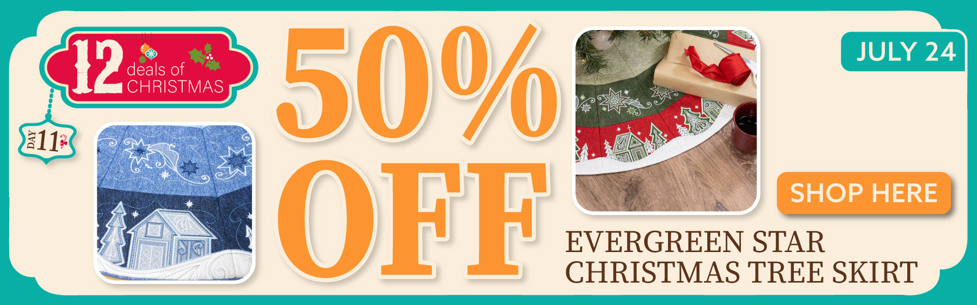 Evergreen Star Christmas Tree Skirt