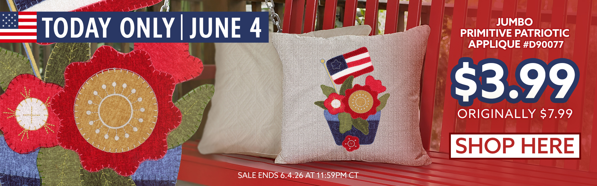 Jumbo Primitive Patriotic Applique
